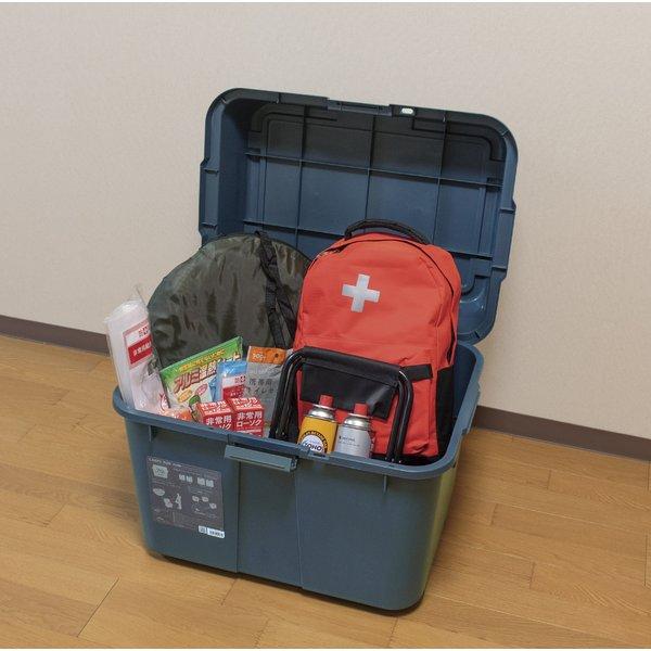 代引不可/〔2台セット〕 キャリーボックス 70L インディゴ ローラー付き 宅配BOX用シール付き 日本製 収納ボックス 防災 アウトドア/代引不可_5
