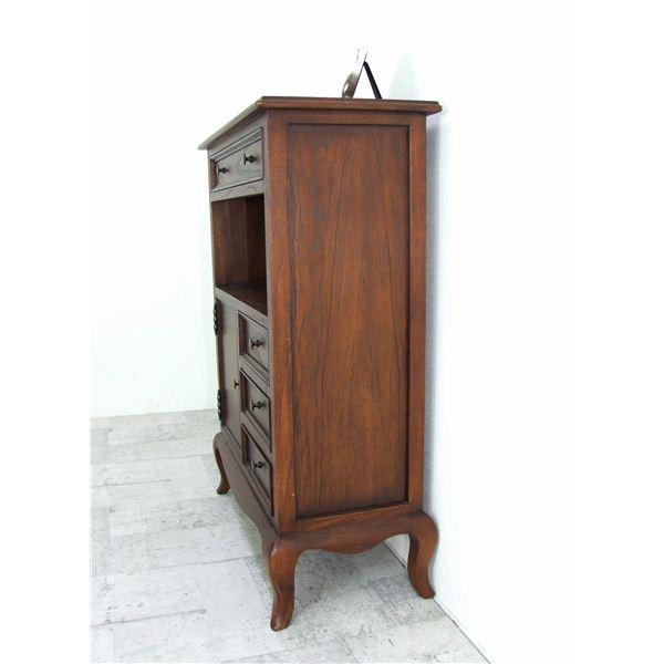 代引不可/猫足電話台/FAX台 〔幅61cm〕 木製 扉/引き出し収納付き