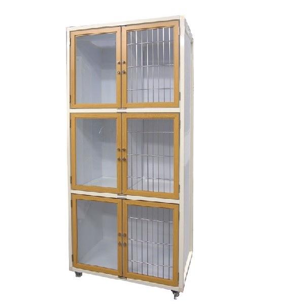 ペットホテル三段マンション HWM−800G 木目調扉 : ペット用品