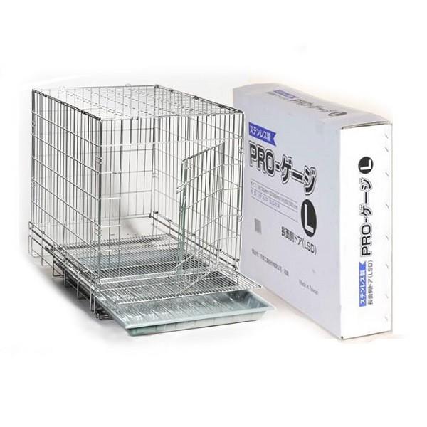 ステンレスケージ Lサイズ 長面扉 網スノコなし ハチコウ