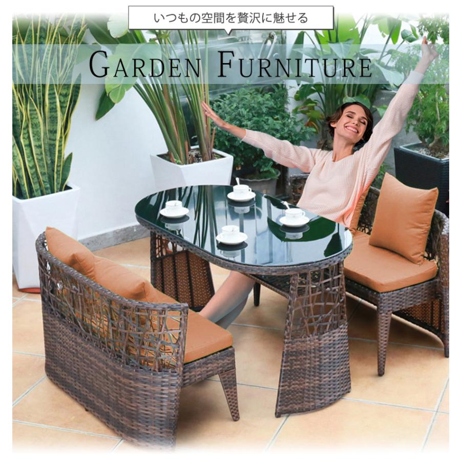 ラタン調 ダイニングテーブル&チェアセット 4人掛け 丸形机 ラタン調 ダイニングテーブル&チェアセット 4人掛け 丸形机