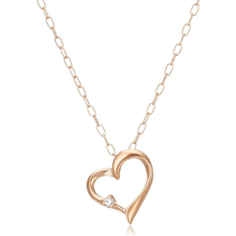 キャーロディディアマンテ CHIARO DI DIAMANTE K10ピンクゴールド×ダイヤモンド ハートペンダントネックレス CHD004 CHIARO DI DIAMANTE K10ピンクゴールド×ダイヤモンド ハートペンダントネックレス CHD004
