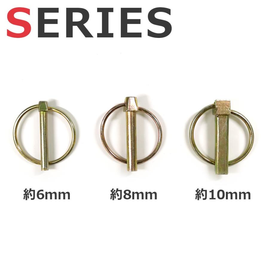 【サイズ 10mm×45mm 6本入り】リングピン リーチピン リンチピン 簡易結束 連結用器具 農機具 耕運機 コンバイン 汎用品　※定形外郵便での発送となります |  | 03