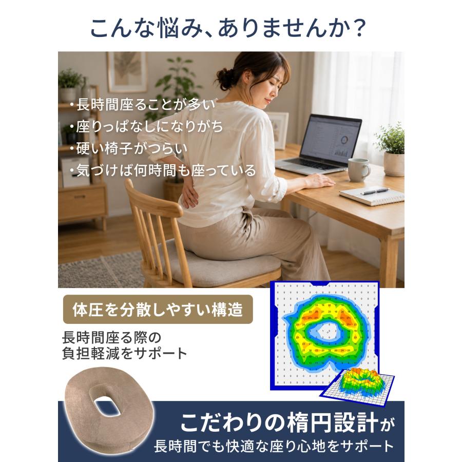 【整骨院の院長推薦】 円座クッション 腰痛 痔 産後 ドーナツクッション プレミアムメモリーフォーム搭載 滑り止め 姿勢 前面傾斜 高反発 安全基準クリア | Nexus Spitze | 02