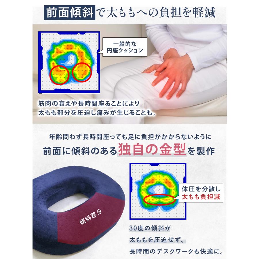 【整骨院の院長推薦】 円座クッション 腰痛 痔 産後 ドーナツクッション プレミアムメモリーフォーム搭載 滑り止め 姿勢 前面傾斜 高反発 安全基準クリア | Nexus Spitze | 04