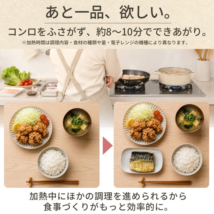 レンジパン 電子レンジ調理器 【栄養管理士もおすすめ】 レンジグリル グリルパン 焼き魚 食洗機対応 フッ素コーティング 丸洗いOK |  | 08