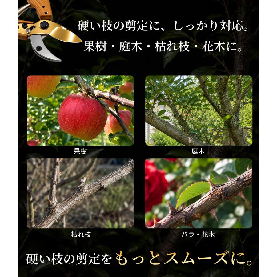 半額クーポン発行中【最大切断径25mm】剪定ばさみ 剪定鋏 枝切りばさみ 園芸ばさみ 太い枝 二重チタンコーティング カバー付 庭木 果樹 生垣 花木 ガーデニング |  | 05