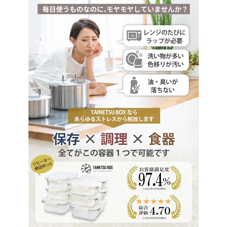 【バズるの泉 クックパッドplus掲載】 耐熱ガラス容器 耐熱容器 満足度100% フタをしたまま電子レンジ対応 オーブン 蓋付き 密閉 タイボ 5個セット |  | 02