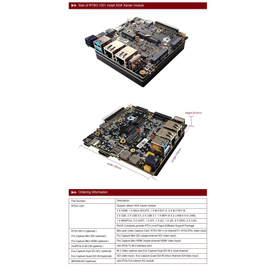 NVIDIA Jetson AGX Xavier Carrier board RTSO-1001 キャリアボード