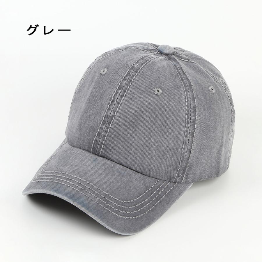 キャップ 帽子 ステッチ 無地 コットン 綿 サイズ調節 メンズ 