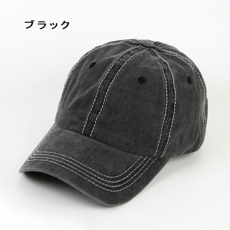 キャップ 帽子 ステッチ 無地 コットン 綿 サイズ調節 メンズ