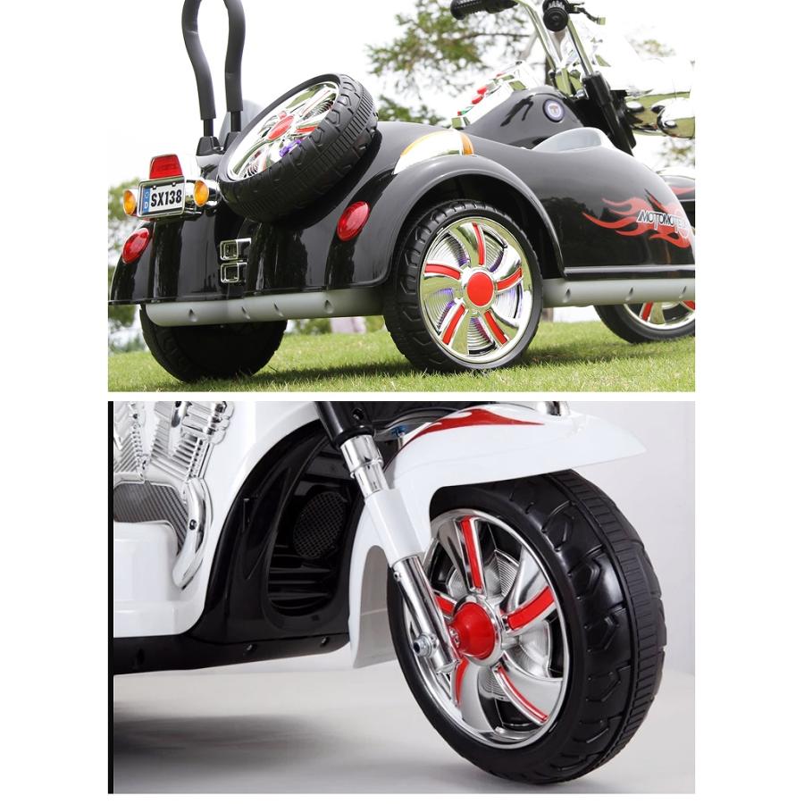新品】電動乗用玩具 アメリカンバイク サイドカー 二人乗り＜ブラック＞