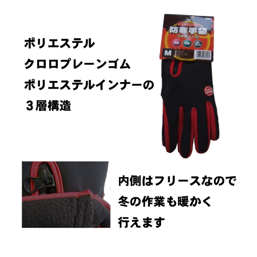 SY-679 shuksan 防寒手袋 ファスナー付 防風 クロロプレーン 鈴与興業