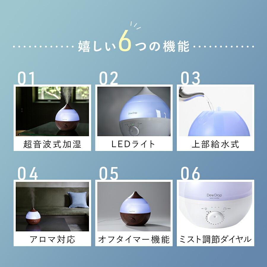 THREEUP（スリーアップ） 加湿器 超音波式 アロマ対応 上から給水 LED