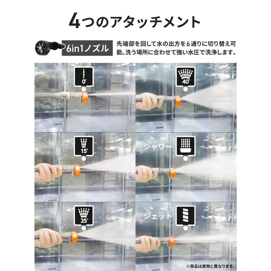 ポータブル高圧洗浄機L コードレス 充電式 2.2MPa 6in1ノズル 日本