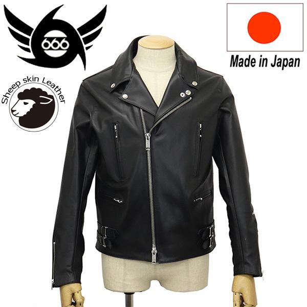 666 LEATHER WEAR LJM-1TF タイトフィット U.K. サイドベルト シープスキン ライダースジャケット 日本製 BLACK｜threewoodjapan