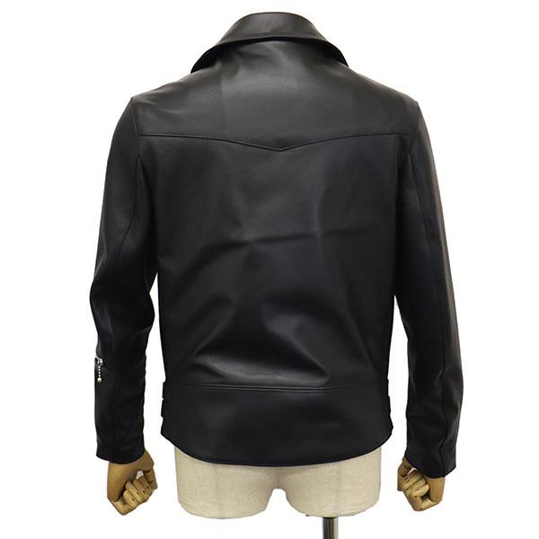 666 LEATHER WEAR LJM-1TF タイトフィット U.K. サイドベルト シープスキン ライダースジャケット 日本製 BLACKの画像