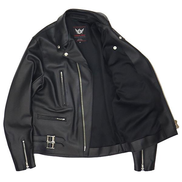 666 LEATHER WEAR LJM-1TF タイトフィット U.K. サイドベルト シープスキン ライダースジャケット 日本製 BLACKの画像