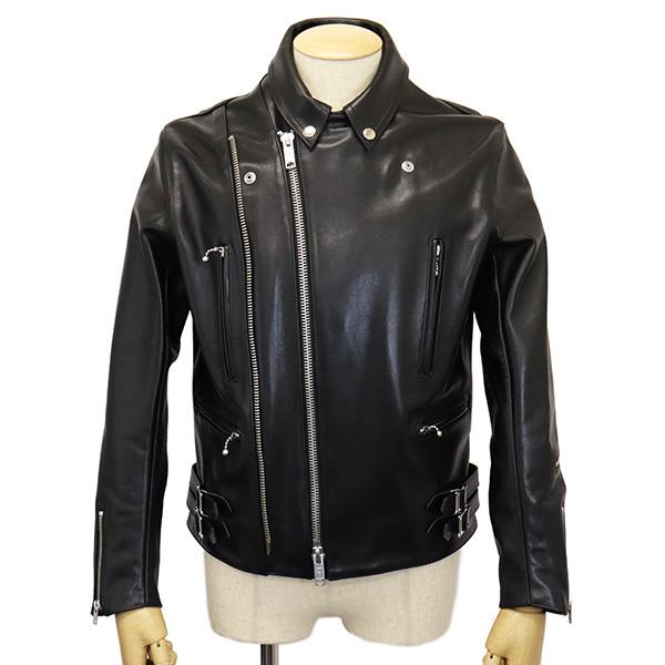 666 LEATHER WEAR LJM-1TFTW タイトフィット ツイントラック U.K. サイドベルト ライダースジャケット 日本製 BLACKの画像