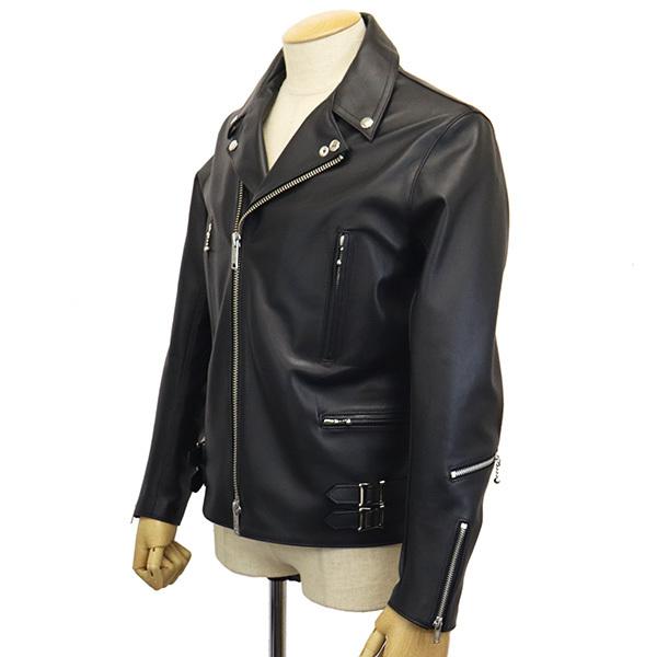 666 LEATHER WEAR LJM-1TFL タイトフィット U.K. サイドベルト シープスキン ライダースジャケット ロング 日本製 BLACKの画像