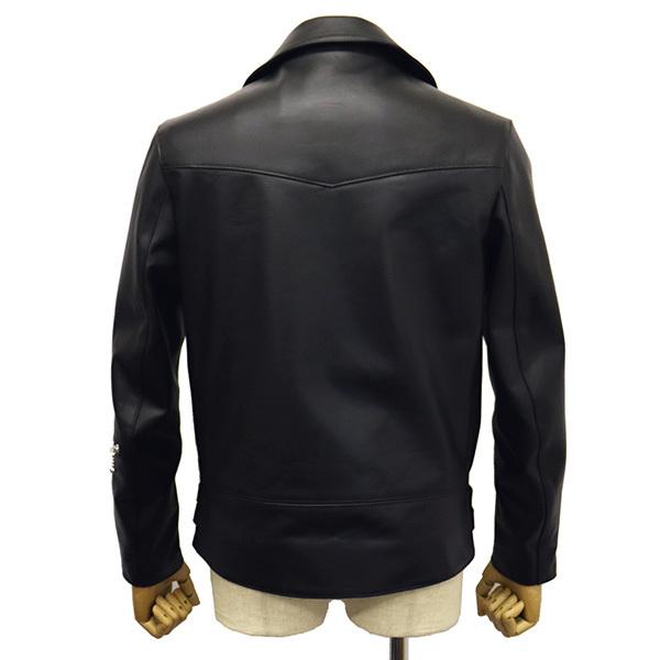 666 LEATHER WEAR LJM-1TFL タイトフィット U.K. サイドベルト シープスキン ライダースジャケット ロング 日本製 BLACKの画像