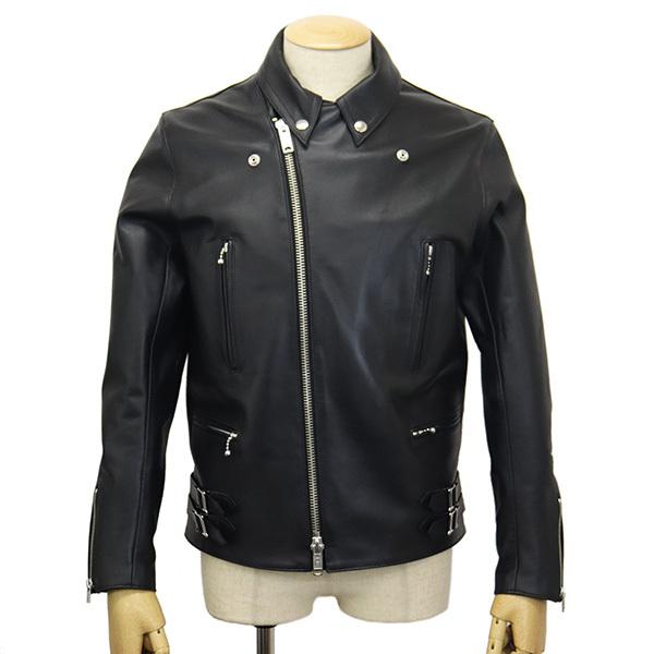 666 LEATHER WEAR LJM-1TFL タイトフィット U.K. サイドベルト シープスキン ライダースジャケット ロング 日本製 BLACKの画像