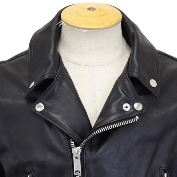 666 LEATHER WEAR LJM-1TFL タイトフィット U.K. サイドベルト ライダースジャケット-ロング- 日本製 BLACKの画像