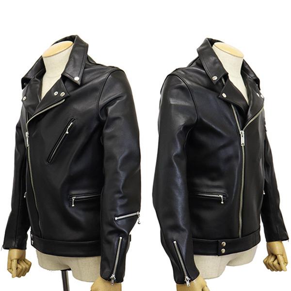 666 LEATHER WEAR LJM-8 フロントフラップ ライダースジャケット 日本製 BLACKの画像