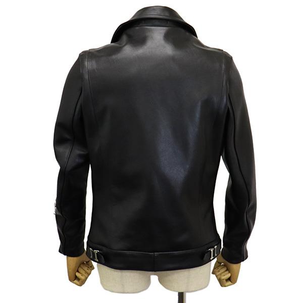 666 LEATHER WEAR LJM-8 フロントフラップ ライダースジャケット 日本製 BLACKの画像