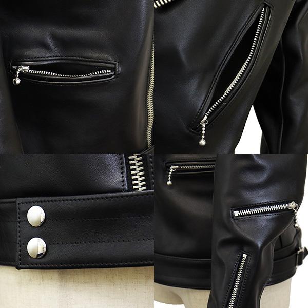 666 LEATHER WEAR LJM-8 フロントフラップ ライダースジャケット 日本製 BLACKの画像