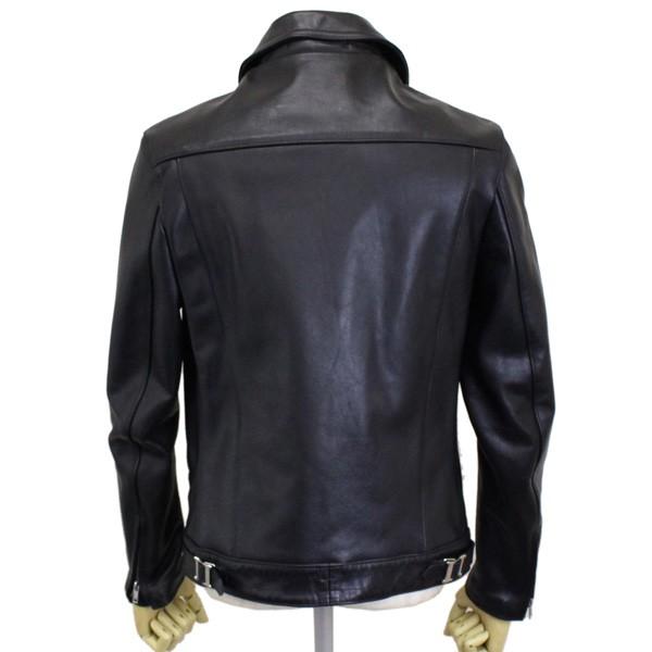 666 LEATHER WEAR LJM-23TF タイトフィット フロントフラップ ライダースジャケット 日本製 BLACKの画像
