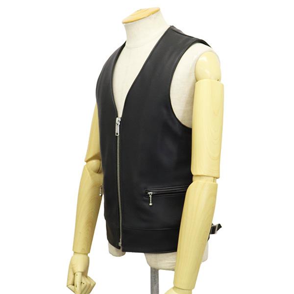 666 LEATHER WEAR LVM-2 シープスキン レザージップベスト 日本製 BLACKの画像