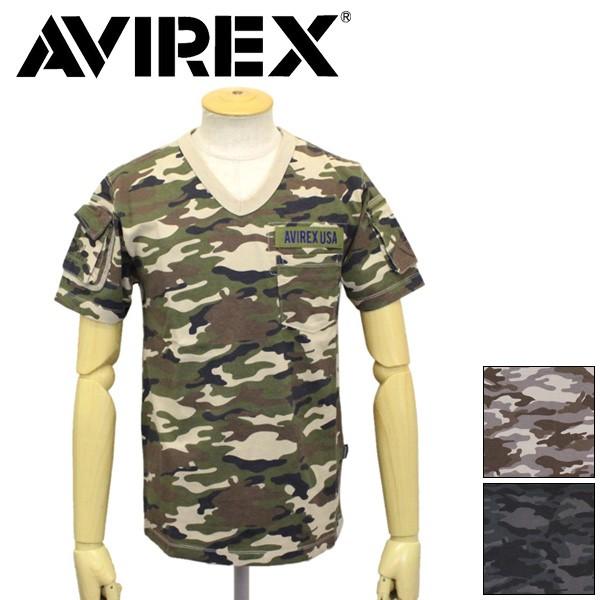 AVIREX (アヴィレックス) 6153347 V-NECK CAMO FATIGUE T-SHIRT Vネック カモ ファティーグ 半袖 Tシャツ 全3色｜threewoodjapan