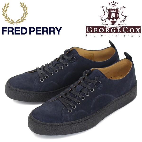 FRED PERRY (フレッドペリー)XGEORGE COX (ジョージコックス) Wネーム B1179-608 TENNIS SHOE SUEDE スニーカー 608-NAVY FP268｜threewoodjapan