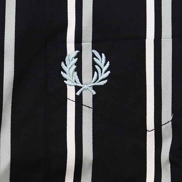 FRED PERRY (フレッドペリー) M4683 Stripe Panel Shirt ストライプ パネル シャツ 102 BLACK FP506｜threewoodjapan｜05