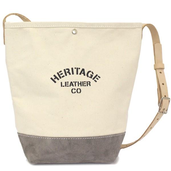 HERITAGE LEATHER CO.(ヘリテージレザー) NO.8661 Suede Bottom Bucket Shoulder(バケットショルダーバッグ) Natural/Grey HL204｜threewoodjapan｜02