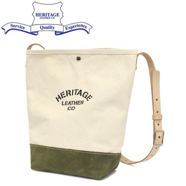 HERITAGE LEATHER CO.(ヘリテージレザー) NO.8661 Suede Bottom Bucket Shoulder(バケットショルダーバッグ) Natural/Moss HL205｜threewoodjapan