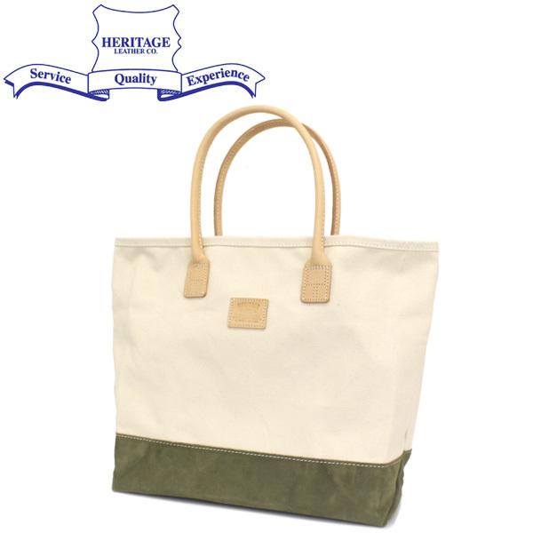 HERITAGE LEATHER CO.(ヘリテージレザー) NO.8662 Suede Bottom Tote Bag (トートバッグ) Natural/Moss HL208｜threewoodjapan