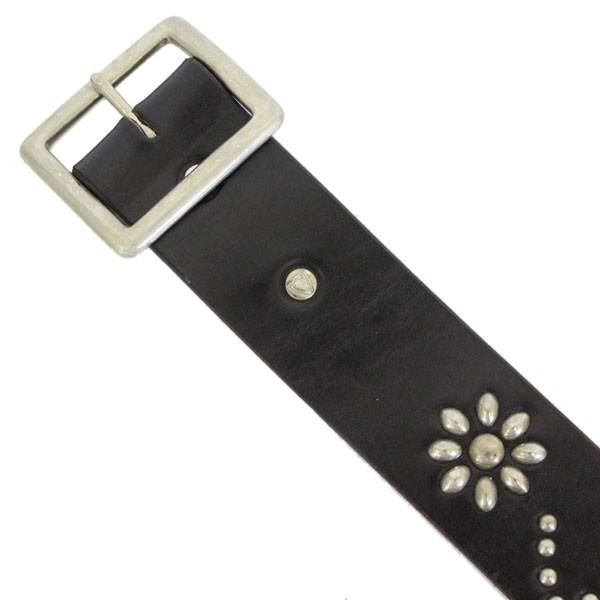HTC(Hollywood trading Company) #24 FLOWER BELT(フラワーベルト)　ブラックレザー×シルバースタッズの画像