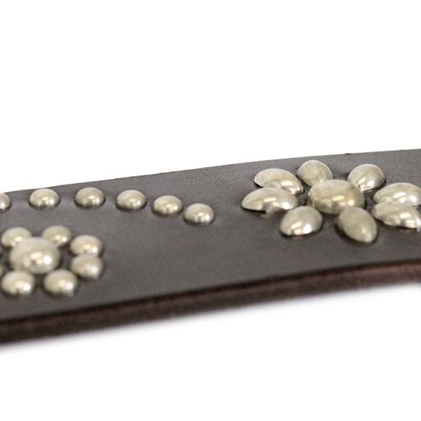 HTC(Hollywood trading Company) #24 FLOWER BELT(フラワーベルト)　ブラックレザー×シルバースタッズの画像