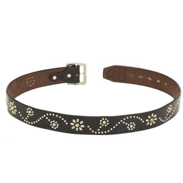 HTC(Hollywood trading Company) #24 FLOWER BELT(フラワーベルト)　ブラックレザー×シルバースタッズの画像