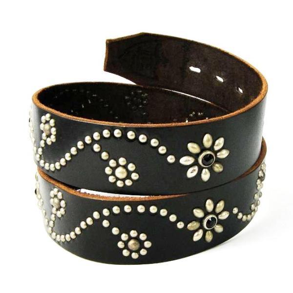 HTC #24S Rhine Stone Flower Belt(ラインストーンフラワーベルト) ブラックストーンxブラックレザーの画像