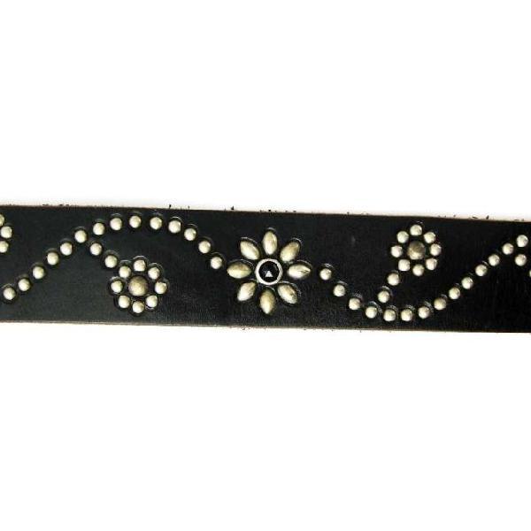 HTC #24S Rhine Stone Flower Belt(ラインストーンフラワーベルト) ブラックストーンxブラックレザーの画像