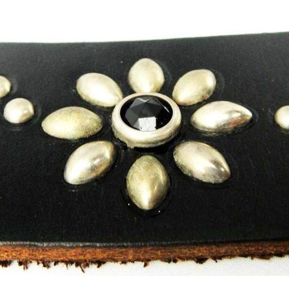 HTC #24S Rhine Stone Flower Belt(ラインストーンフラワーベルト) ブラックストーンxブラックレザーの画像
