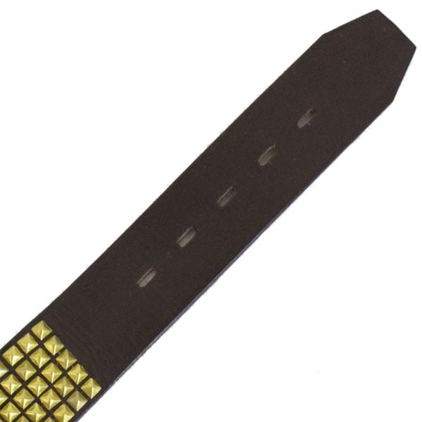 HTC(Hollywood Trading Company)#14　5 row Pyramid brass Studs Belt(5連ピラミッドブラススタッズベルト)　ダークブラウンの画像