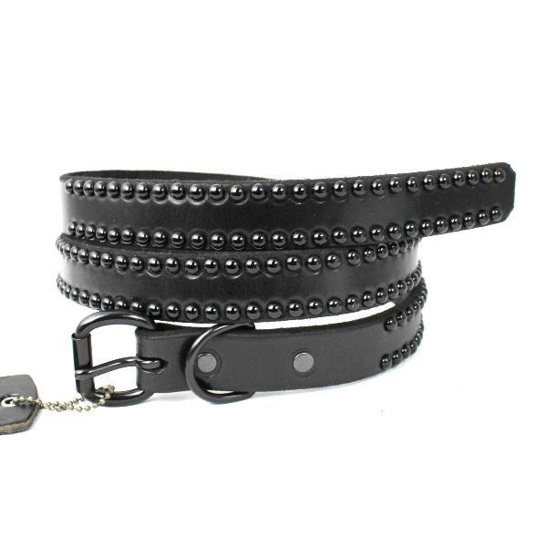 sale セール HTC BLACK（HTCブラック) BT017N　Black Round Studs Black Leather Belt(ブラックラウンドスタッズブラックレザーベルト)｜threewoodjapan