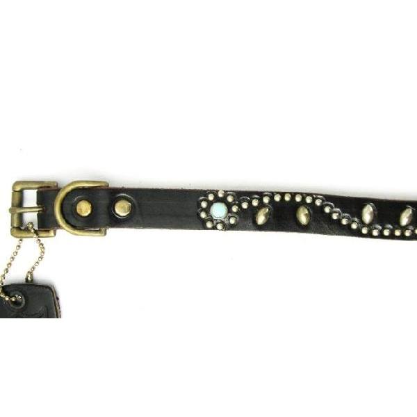 HTC SN-32-TQ　Turquoise Narrow Studs Belt(ターコイズナロースタッズベルト）ブラックレザーxシルバースタッズ｜threewoodjapan｜03