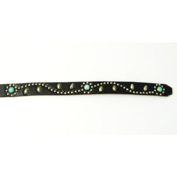 HTC SN-32-TQ　Turquoise Narrow Studs Belt(ターコイズナロースタッズベルト）ブラックレザーxシルバースタッズ｜threewoodjapan｜05