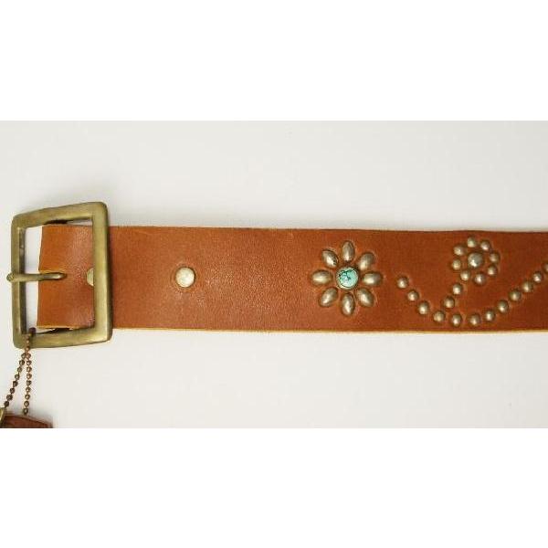 HTC(Hollywood trading Company) ST125 Turquoise Flower Belt(ターコイズフラワーベルト) ライトブラウンの画像