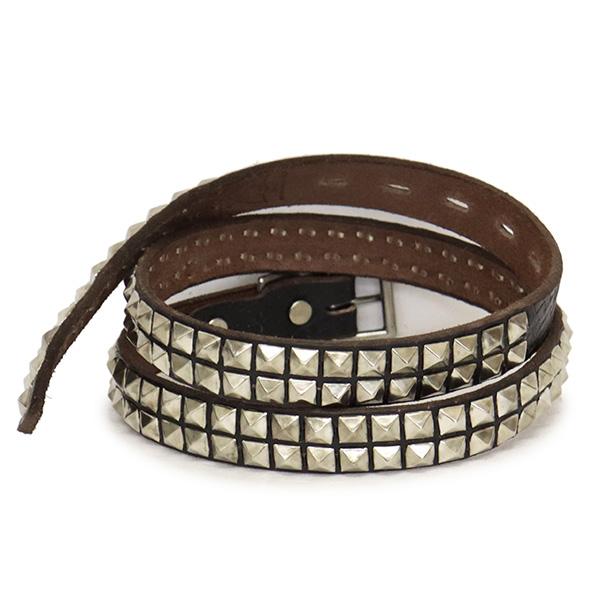 HTC(Hollywood Trading Company) Belt #EMB19 14 2 Line 1.0インチ ベルト ブラックレザーxシルバースタッズの画像
